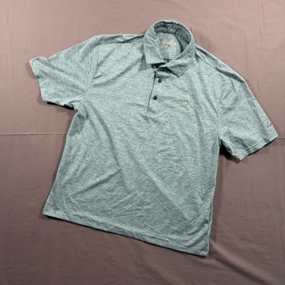 Arnold Palmer Mens Green Heather Space Dye Polo Shirt Umbrella Logo Size Small